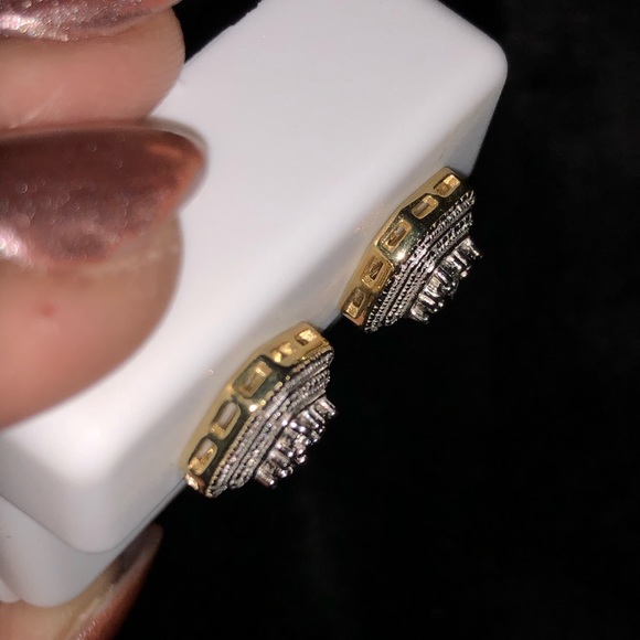 Huge sale! 1/2ct REAL DIAMOND square earring NOT FAKE! Custom made beautiful WOW - Picture 8 of 10